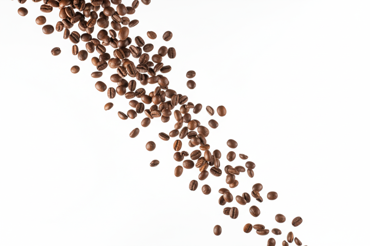 coffee beans falling